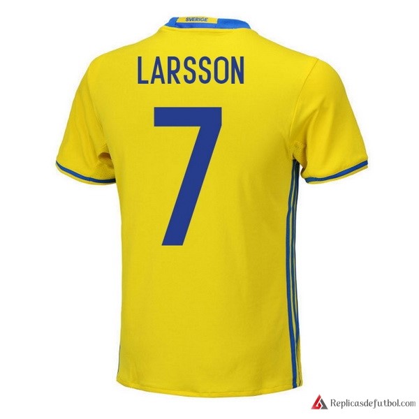 Camiseta Seleccion Sweden Primera equipación Larsson 2018 Amarillo